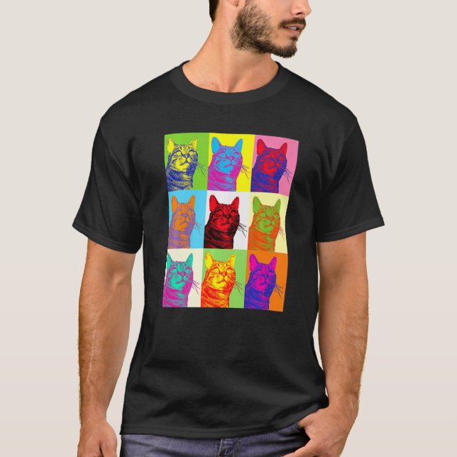 Artistic Cat 1960s Pop Cat Cat T-Shirt (Vorderseite)