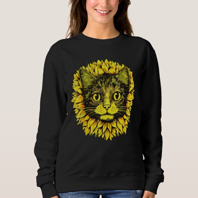 Artistic  Cat Face in the middle of Sunflower Stan Sweatshirt (Vorderseite)