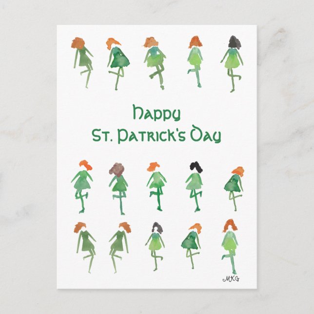 Artistic Celtic St. Patrick's Day Boho Irish Dance Postkarte (Vorderseite)