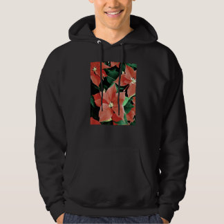 Artistic Christmas Red Poinsettia Flowers Hoodie