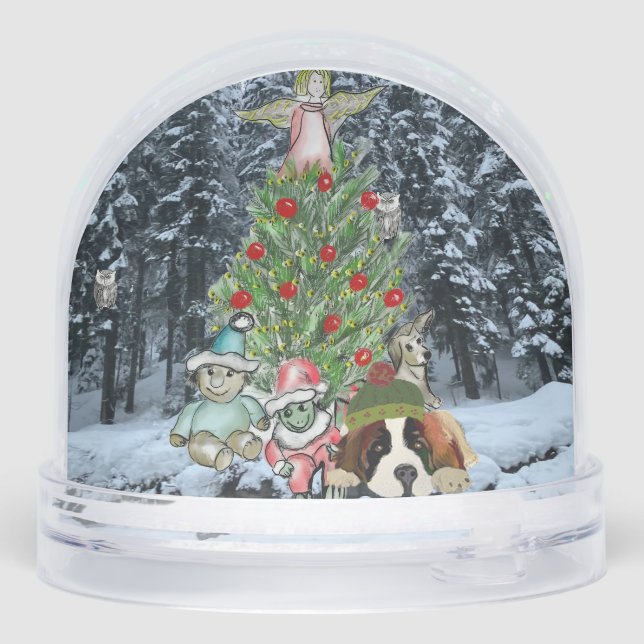 Artistic Christmas Tree Scene Snow Globe Schneekugeln (Rückseite)