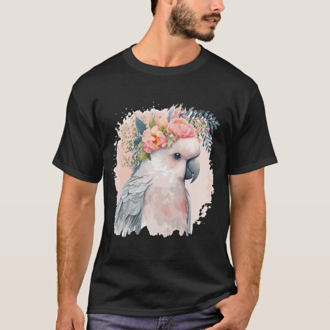 Artistic Cockatoo Parrot Bird Blume Crown Pet Bir T-Shirt (Vorderseite)