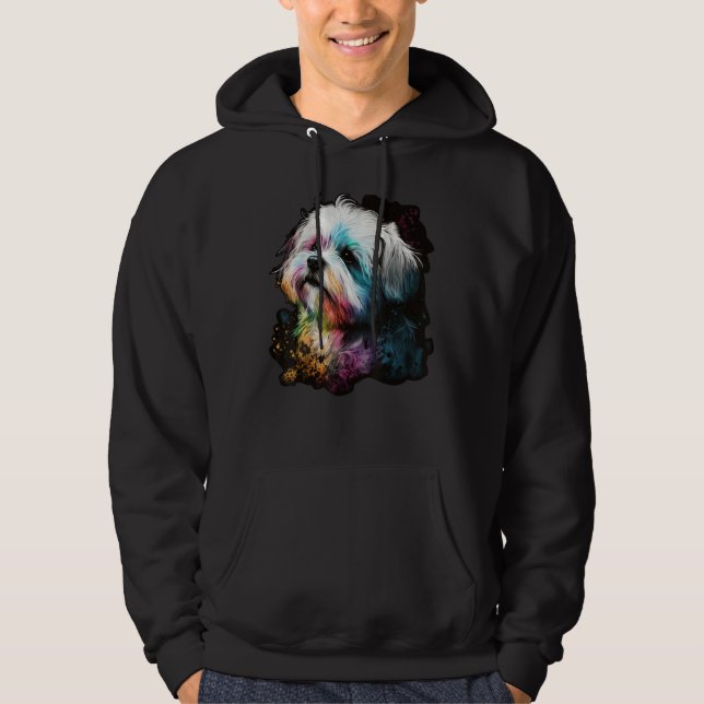 Artistic Colorful Pop painted Maltese dog Hoodie (Vorderseite)