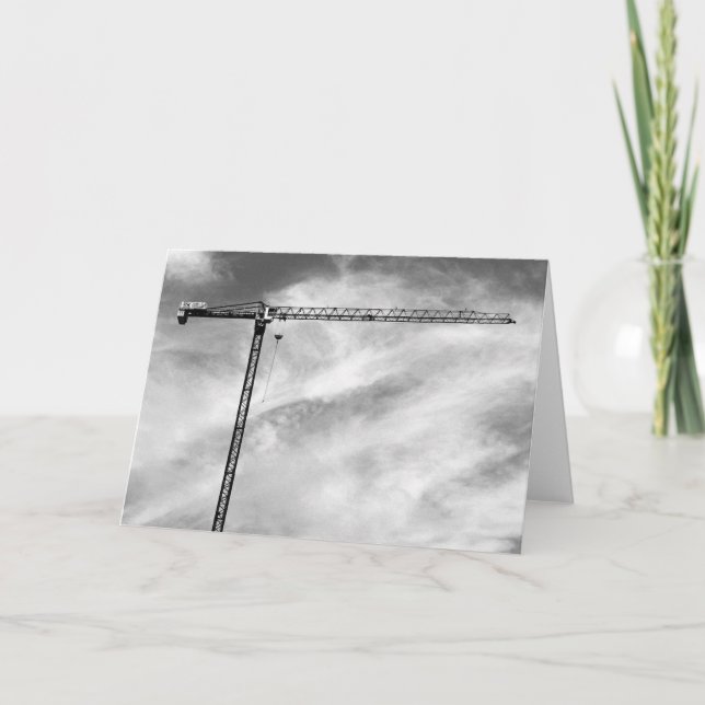 Artistic Construction Crane Black and White Foto Karte (Vorderseite)