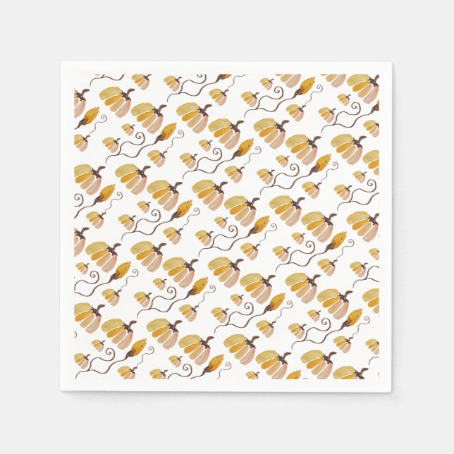 Artistic Country Watercolor Pumpkin Muster Serviette (Vorderseite)