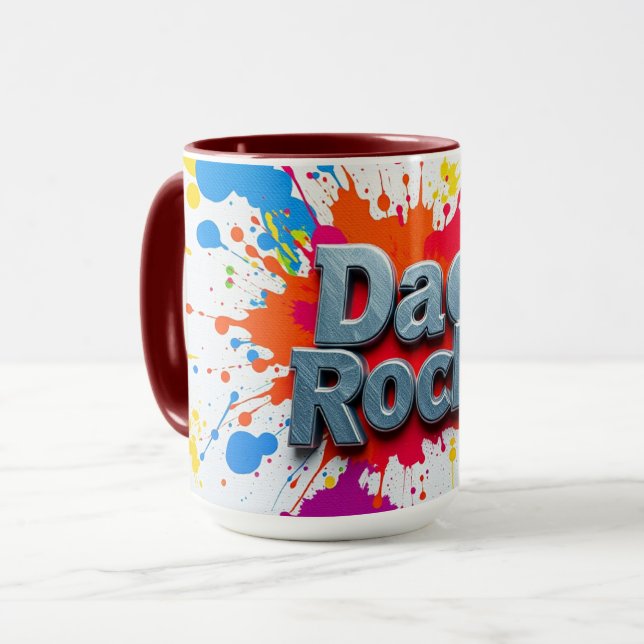 Artistic Dad Rocks Color Burst Mug Tasse (Vorderseite Links)