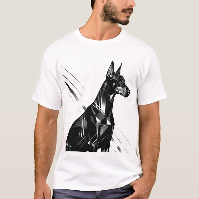 Artistic Doberman Pinscher & Watercolor German She T-Shirt (Vorderseite)