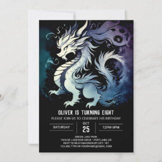Artistic Dragon Birthday Editable Einladung