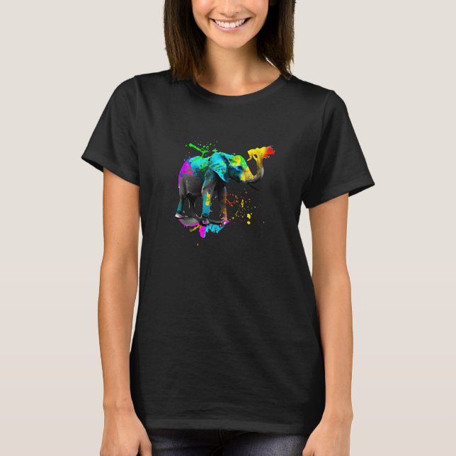 Artistic Elephant Paint Splash T-Shirt (Vorderseite)