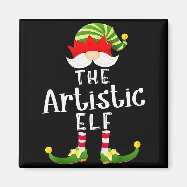 Artistic Elf Group Christmas Funny Pajama Party  Magnet (Vorne)