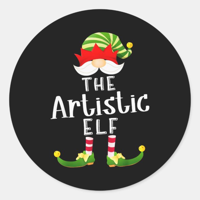Artistic Elf Group Christmas Funny Pajama Party  Runder Aufkleber (Vorderseite)