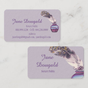 Artistic Feather Pen Klassischer Notar Bus Visitenkarte