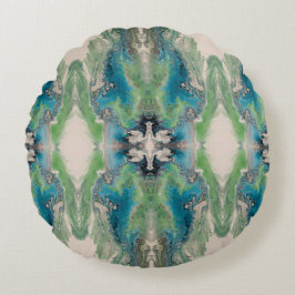 Artistic Fluid Abstract in Aqua & Green Rundes Kissen