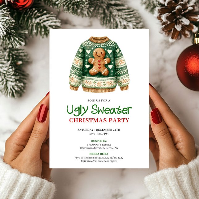Artistic Funny Ugly Sweater Christmas Party Einladung (Artistic Funny Ugly Sweater Christmas Party)
