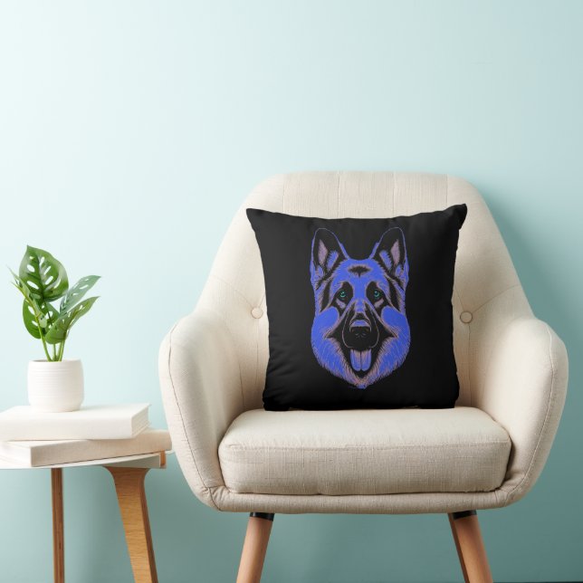 Artistic German Shepherd Blue & Black Design Kissen (Stuhl )