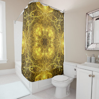 Artistic Gold Fraktal Design_Shower Vorhang