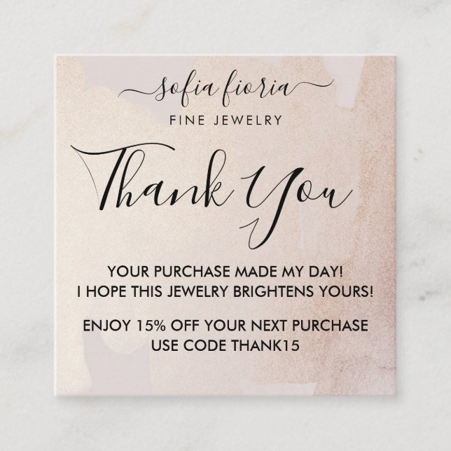 Artistic Gold Juwelen Vielen Dank für Ihre Bestell Quadratische Visitenkarte (Vorderseite)