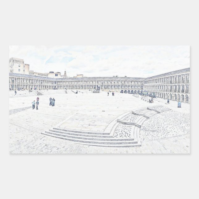 Artistic Halifax Piece Hall Heritage Landmark Rechteckiger Aufkleber (Vorderseite)