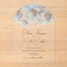 Artistic Handwritten Blue Himalayan Poppy Wedding  Acryleinladungen