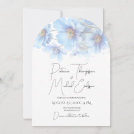 Artistic Handwritten Blue Himalayan Poppy Wedding  Einladung