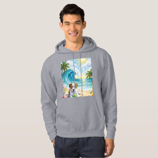 Artistic Illustration of a Terrier Dog on a Tropic Hoodie