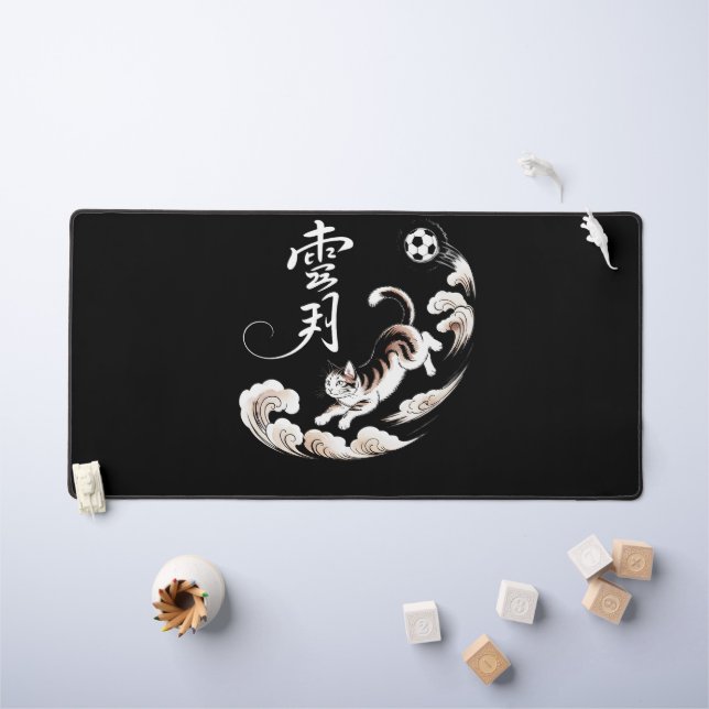 Artistic Japanese Cat Soccer Office Decor for Game Schreibtischunterlage (Kindertisch)