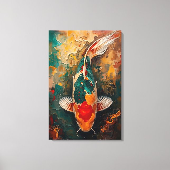 Artistic Japanese Koi Fish Portrait Oil Painting Leinwanddruck (Vorderseite)