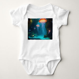 Artistic Jellyfish T-Shirt - Ethereal Glow on Dark Baby Strampler