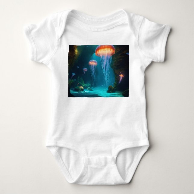 Artistic Jellyfish T-Shirt - Ethereal Glow on Dark Baby Strampler (Vorderseite)