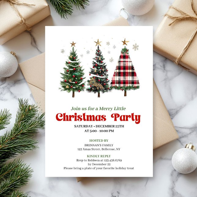 Artistic leopard and buffalo Christmas tree invite Einladung (Artistic leopard and buffalo Christmas tree invite)