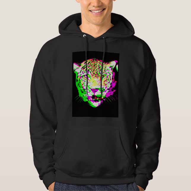 Artistic Leopard Psychedelic Animal Cool Colorful Hoodie (Vorderseite)