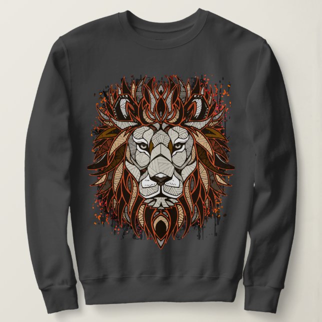 Artistic Lion Head Portrait - Lion Sweatshirt (Design vorne)