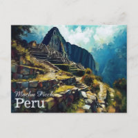 Artistic Machu Picchu Peru Postcard