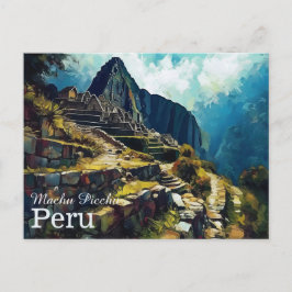 Artistic Machu Picchu Peru Postcard Postkarte