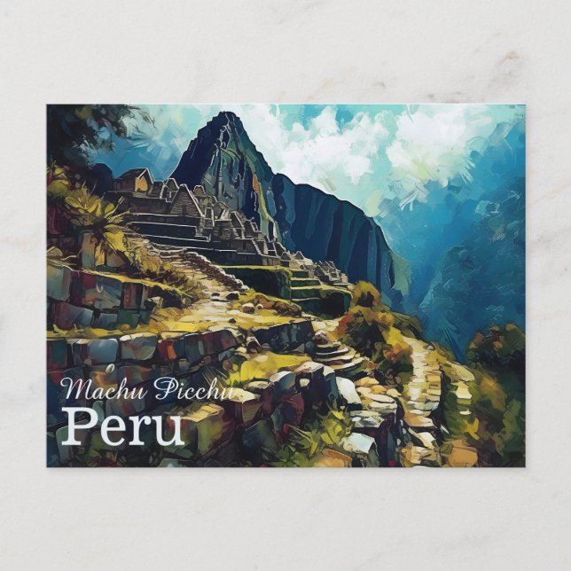 Artistic Machu Picchu Peru Postcard Postkarte (Vorderseite)