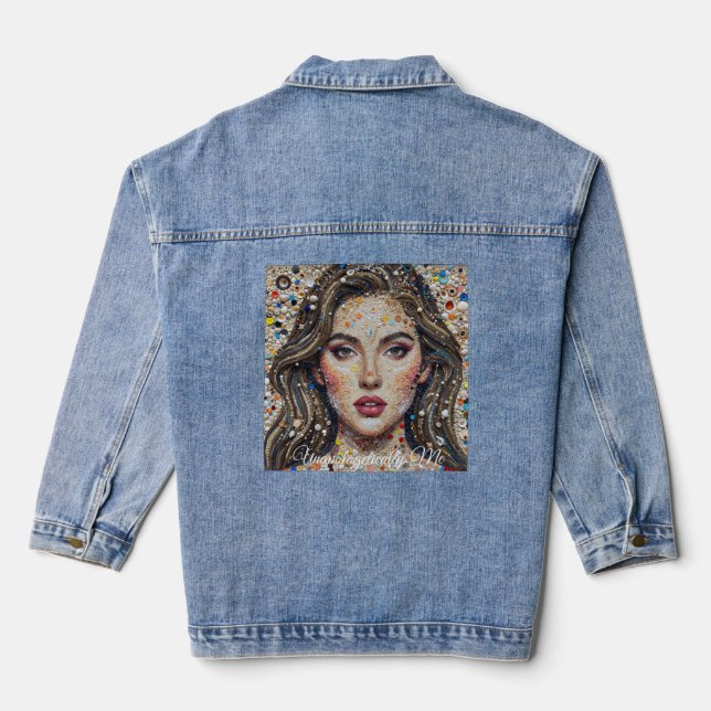 Artistic Mosaic Portrait – Unique Statement  Jeansjacke (Rückseite)