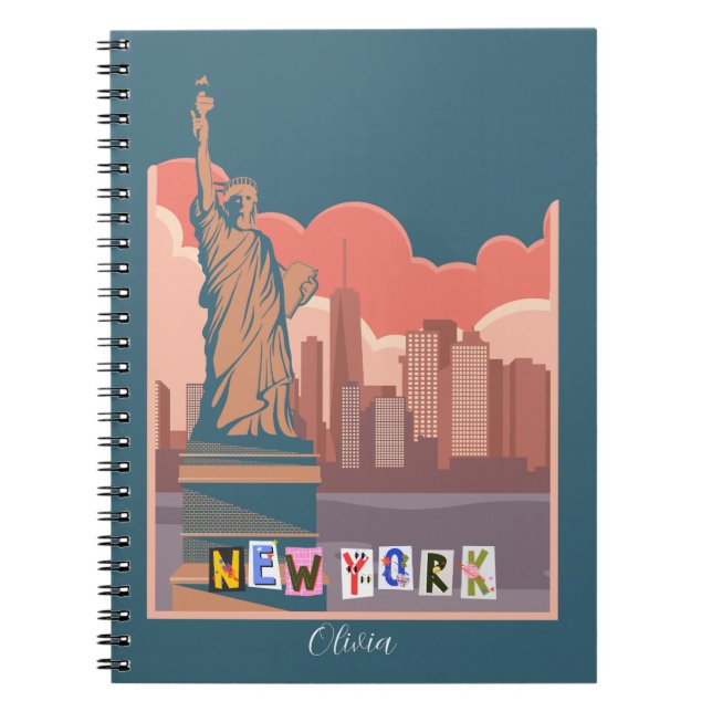 Artistic New York Skyline Notebook - Personalisier Notizblock (Vorderseite)