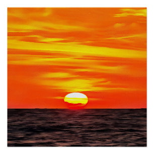 Artistic Orange Aegean Sunset Akyaka Poster