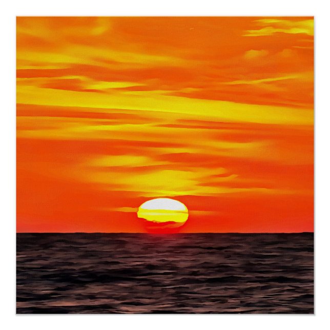 Artistic Orange Aegean Sunset Akyaka Poster (Vorderseite)
