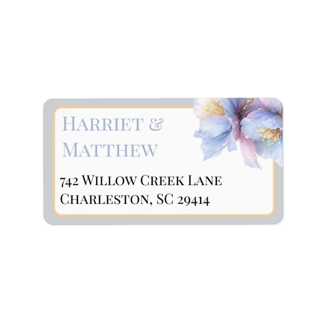 Artistic Pastel Botanical Florals Wedding Adressaufkleber (Vorne)
