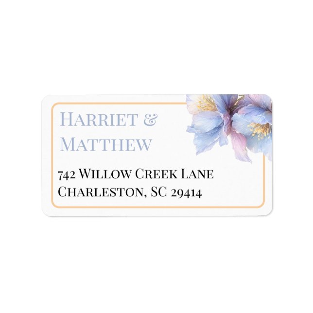 Artistic Pastel Botanical Florals Wedding Adressaufkleber (Vorne)