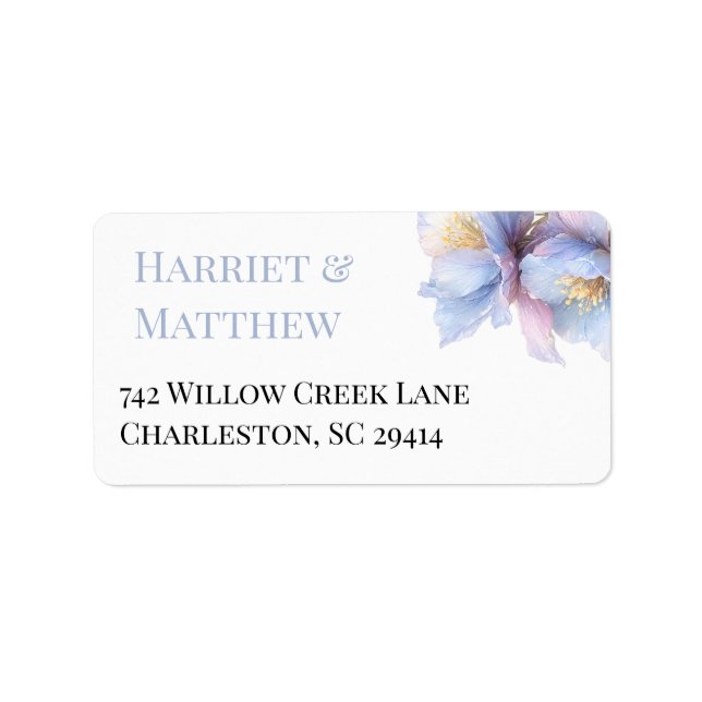 Artistic Pastel Botanical Florals Wedding Adressaufkleber (Vorne)