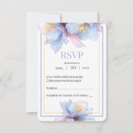 Artistic Pastel Botanical Florals Wedding RSVP Karte