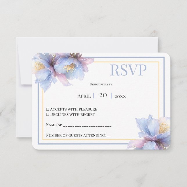 Artistic Pastel Botanical Florals Wedding RSVP Karte (Vorderseite)