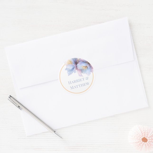 Artistic Pastel Botanical Florals Wedding Runder Aufkleber (Umschlag)