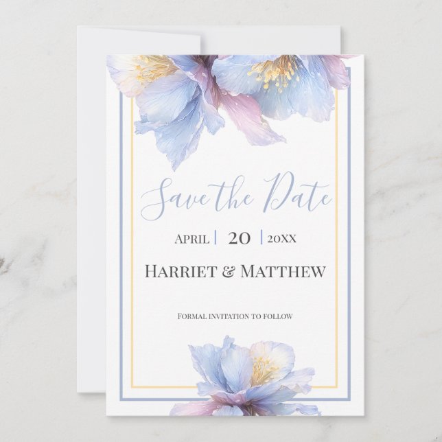 Artistic Pastel Botanical Florals Wedding Save The Date (Vorderseite)