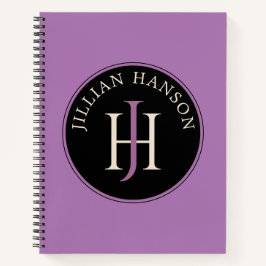 Artistic Personal Monogram Name Logo Pale Purple Notizbuch