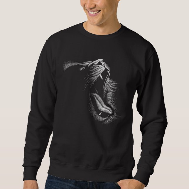 Artistic roaring lion head Sweet hand drawn tie Sweatshirt (Vorderseite)