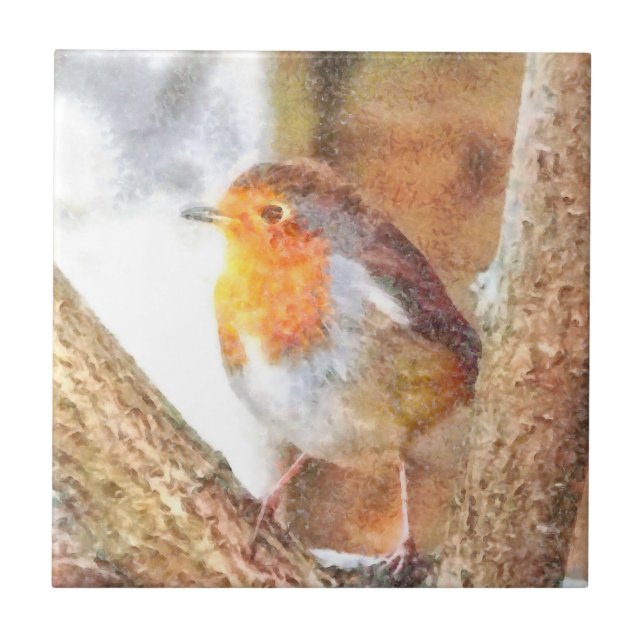 Artistic Robin Redust Perched Fliese (Vorderseite)