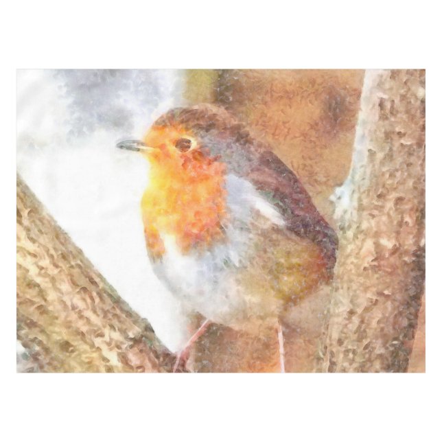 Artistic Robin Redust Perched Tischdecke (Vorderseite (Horizontal))